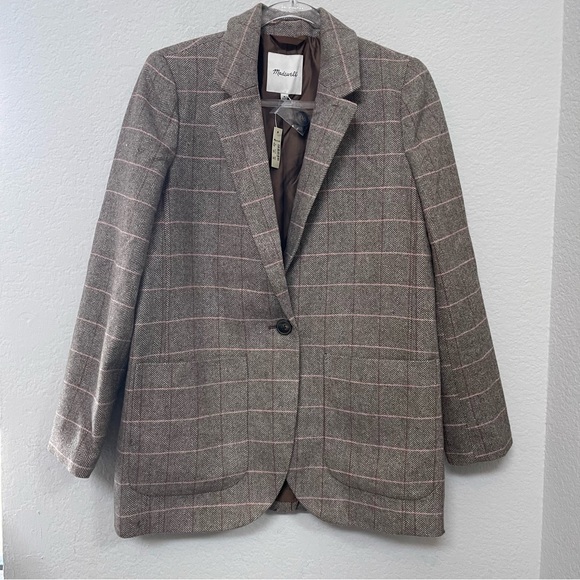 Madewell Larsen Blazer Brown Plaid Size Medium - Picture 4 of 6
